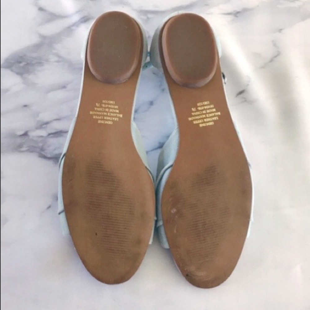 ✨HP✨ Colin Stewart Suede Bow Ankle Strap Flats 8 Aqua - Picture 7 of 10
